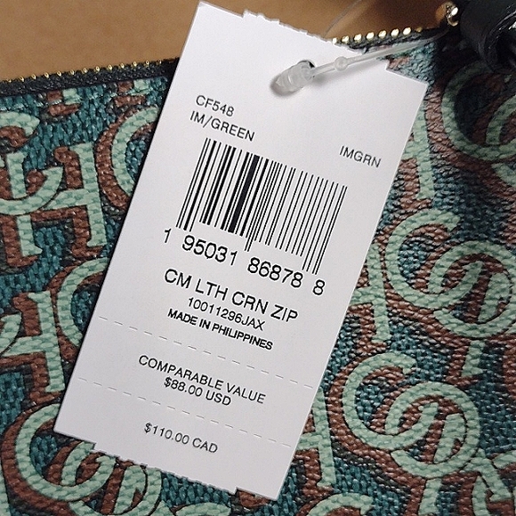 NWT Coach Green Monogram Leather wristlet - Picture 8 of 12